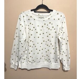 Wallflower Sunflower Print Pullover Oversized Sweatshirt Cotton Blend Size Small